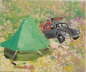 tobian - untermalung - zelten mit käfer - 25x30cm -  acryl auf nessel - 2011